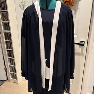 Three pieces elegant white and blue lady dress size XL